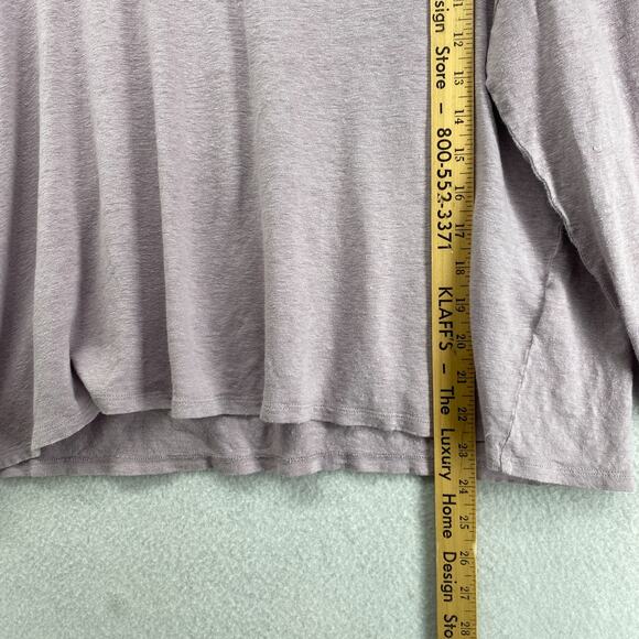 EILEEN FISHER Top L Slub Linen Jersey Oversized Round Neck Long Sleeve Purple - Picture 10 of 13